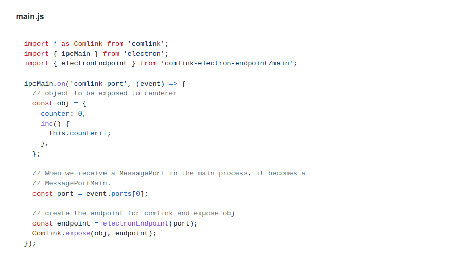 Comlink Electron Endpoint